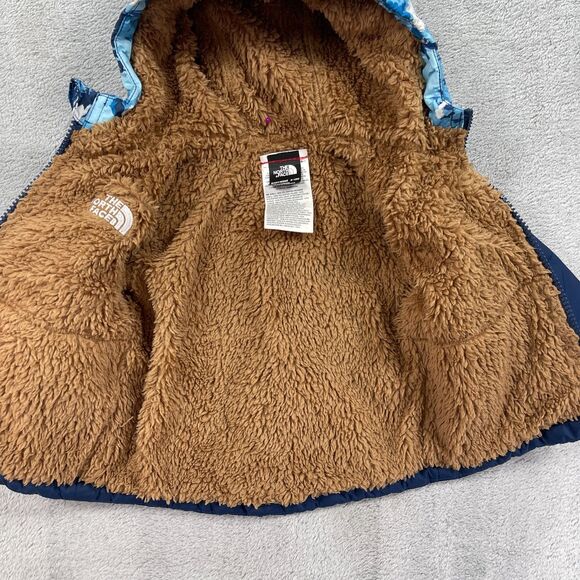 The North Face Reversible Mount Chimbo Jacket Baby 6-12 M Blue Sherpa Full Zip - Picture 6 of 16